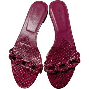 DOLCE & GABBANA Women’s Snakeskin Raspberry Pink Slides Slippers Sandals Sz 40
